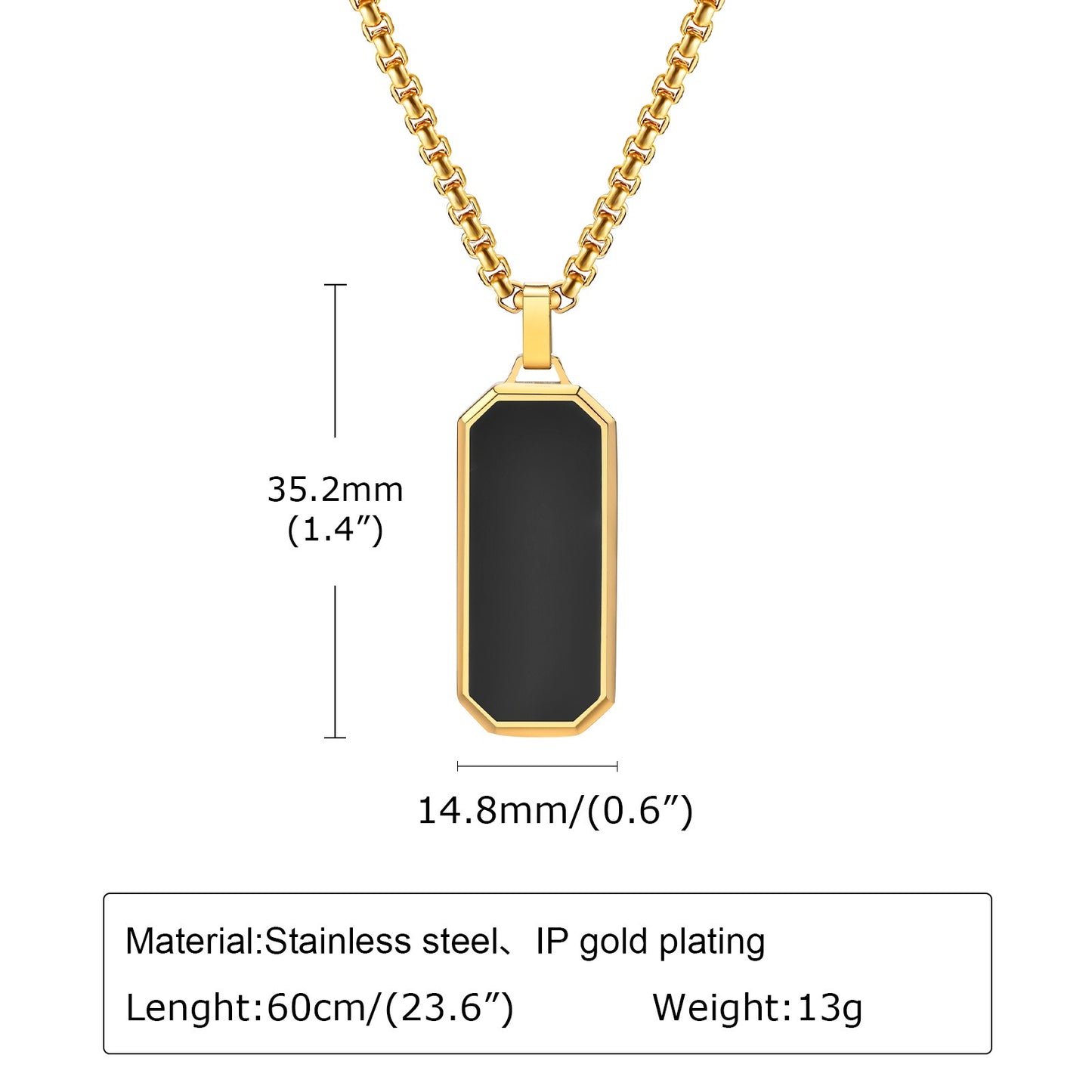 Men’s Stainless Steel Dog Tag Necklace – Geometric Minimalist Pendant PN-1858