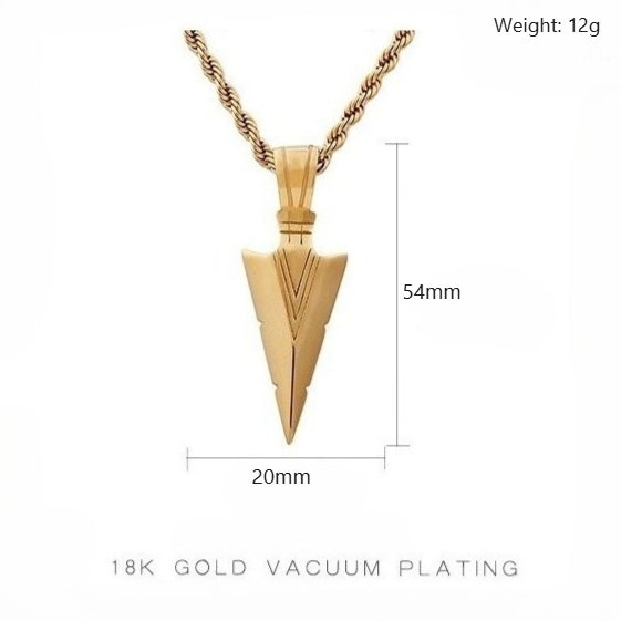 Kemstone Men’s Stainless Steel Arrowhead Necklace – Triangle Vintage Jewelry, Gold/Silver/Black KP79565-K