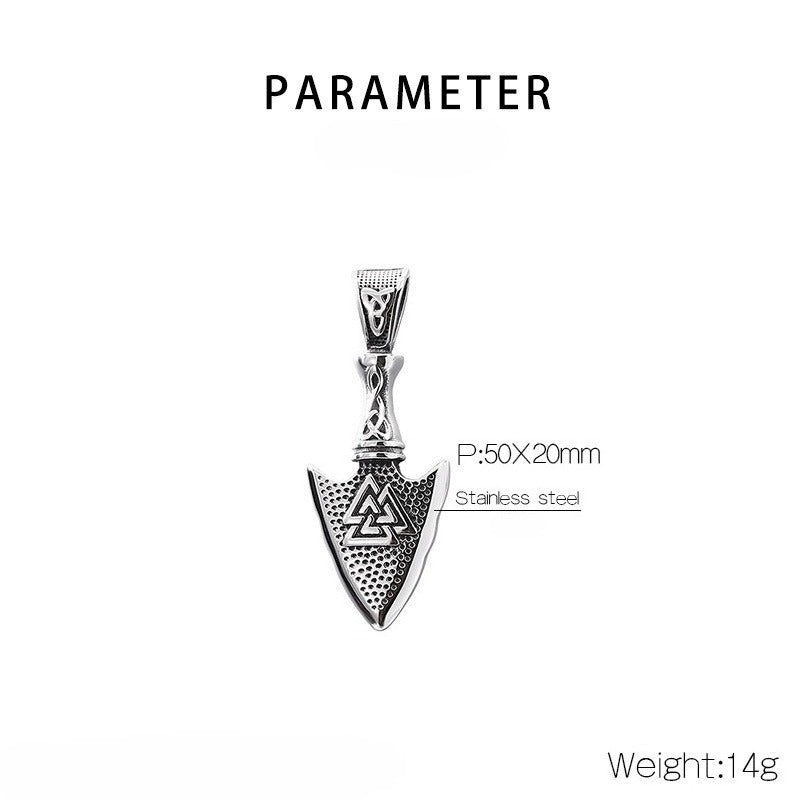 Kemstone Men’s Titanium Steel Trident Cross Necklace – Viking Eye of Horus Pendant, Black Zircon KP116389 60CM