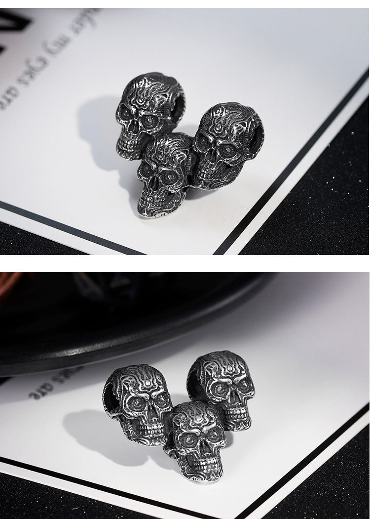 Collar con colgante de calavera de acero y titanio con borde crudo Kemstone - Estilo urbano para hombre, cadena retro punk hip-hop con acabado mate KP79483