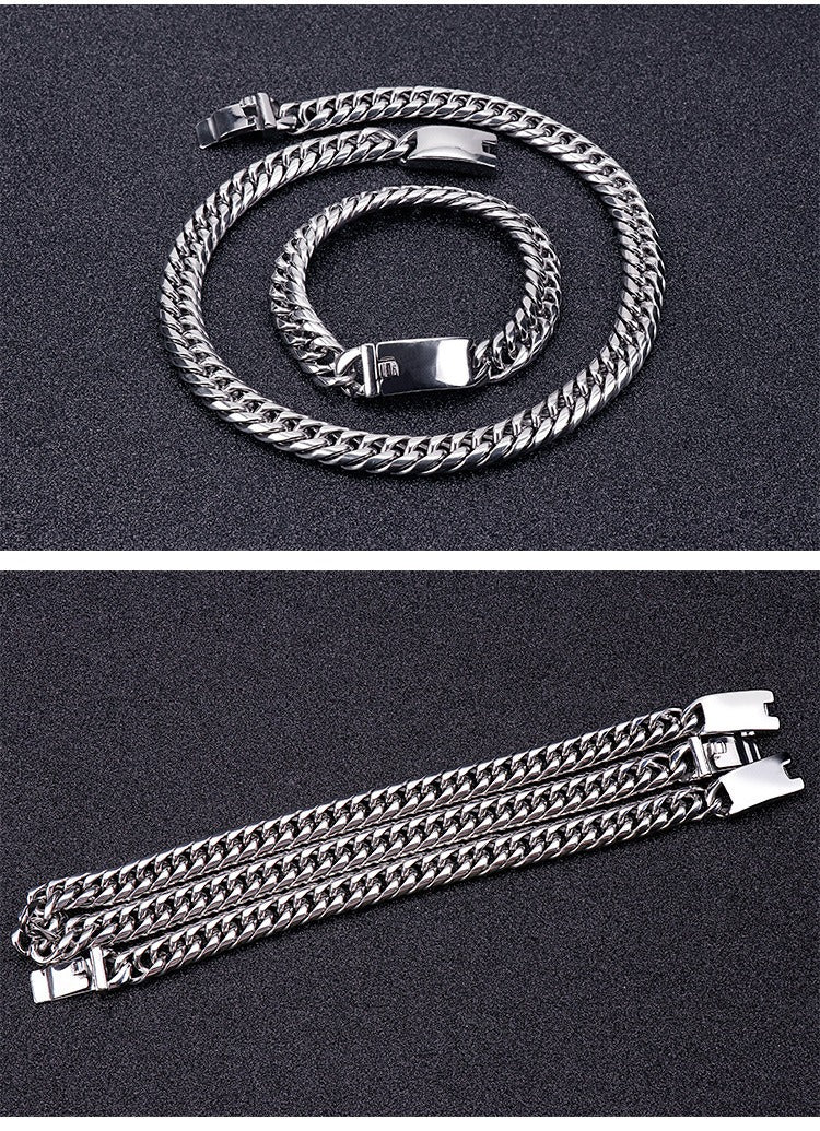 Kemstone Texan Rider Titanium Steel Cowboy Necklace - Rugged Chain Design for Urban Edge KS107869-Z