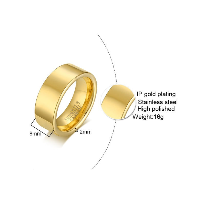 Kemstone Tungsten Steel Stackable Rings - 2mm/4mm/6mm/8mm Polished Gold Tone Minimalist Everyday Wear Jewelry for Men & Women TCR-087