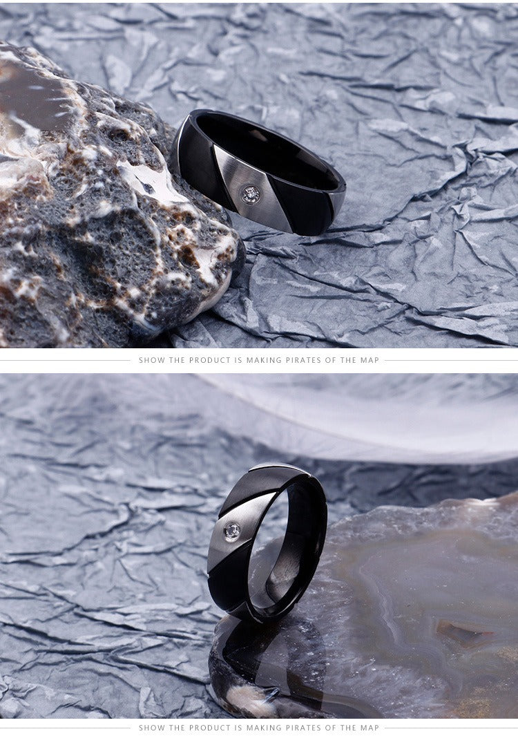 Kemstone Dual-Twist Titanium Ring | Modern Geometric Couple Bands for Everyday Elegance KR83029