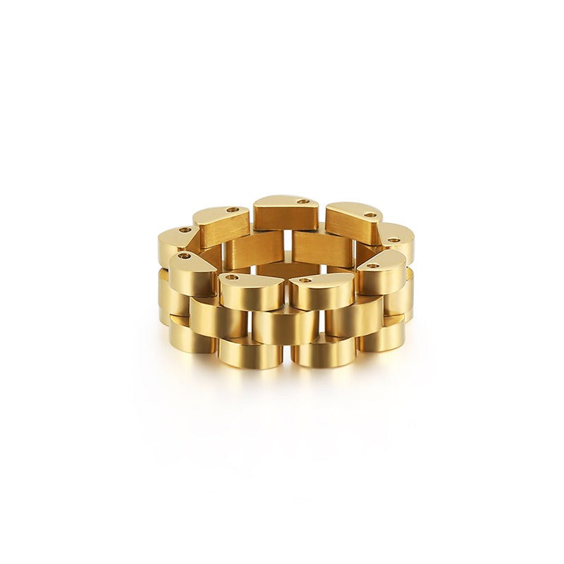 Kemstone Men’s Matte Geometric Ring – 8mm Minimalist Stainless Steel Band KR89119-K