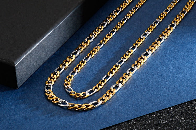 Kemstone NK Link Titanium Steel Chain – Matte & Polished Hip-Hop Necklace for Men KN93442-Z