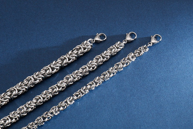 Kemstone Viking Dragonbone Chain Necklace for Men – Stainless Steel Biker Jewelry, 6-8mm KN93419-Z