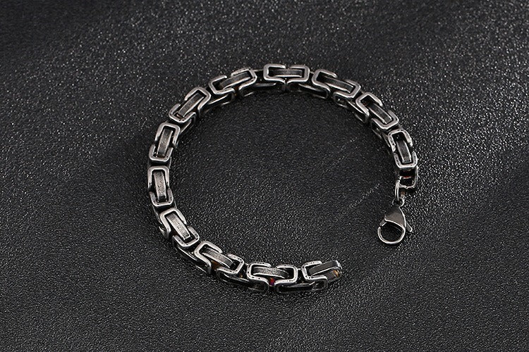 Kemstone Viking Emperor Chain Bracelet – Vintage Stainless Steel Armor-Link Design for Men KB130684-Z