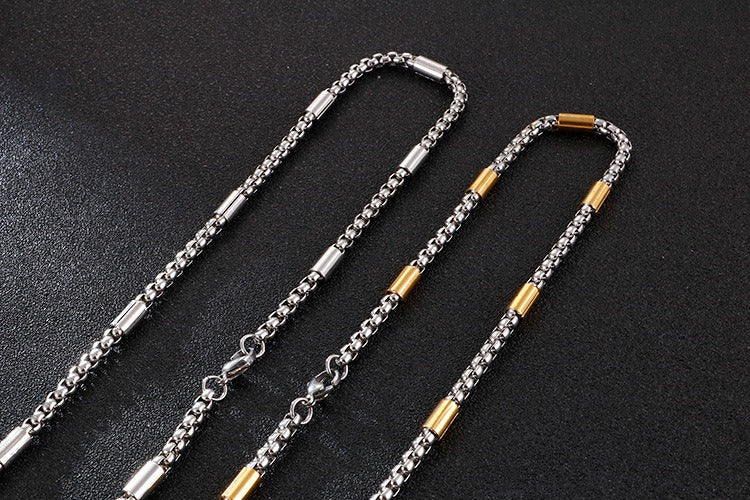 Collana con catena in acciaio al titanio Kemstone - Design geometrico moderno per unisex con osso KN107410-Z