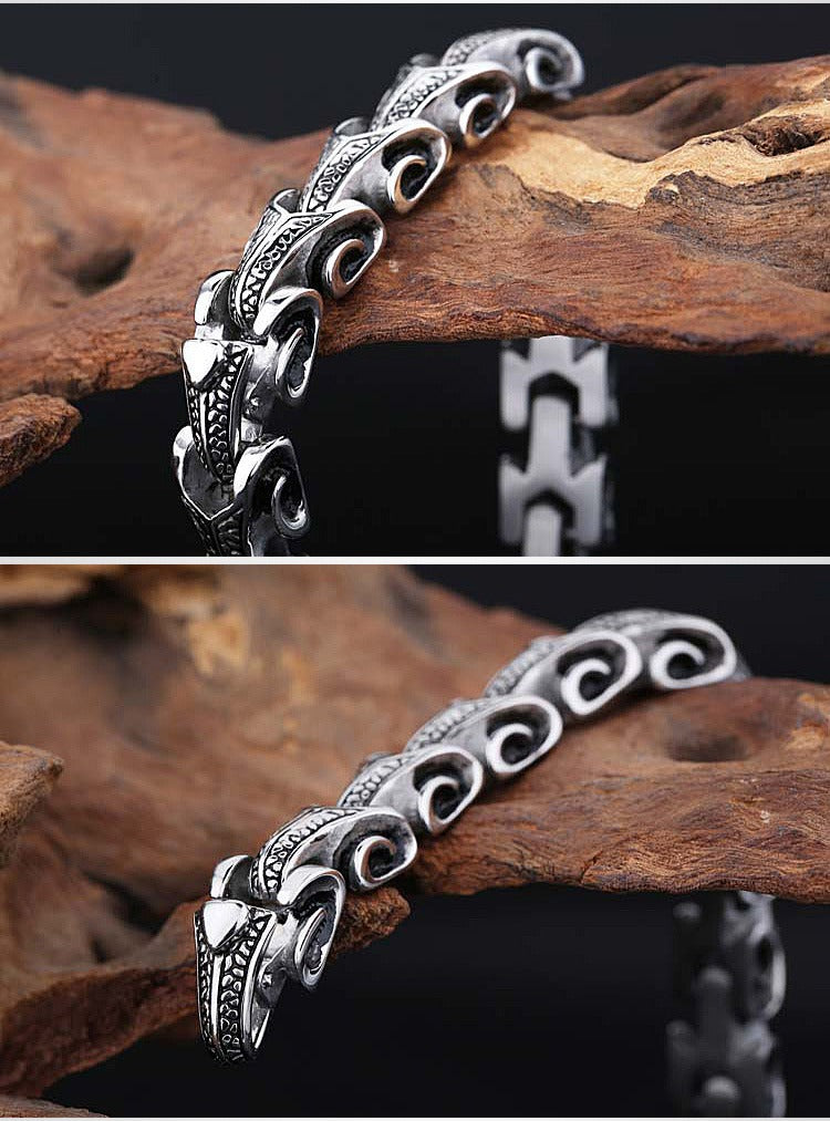 Kemstone Men’s Dragon Spine Chain Bracelet – 11mm Stainless Steel Gothic Norse KB40302-D