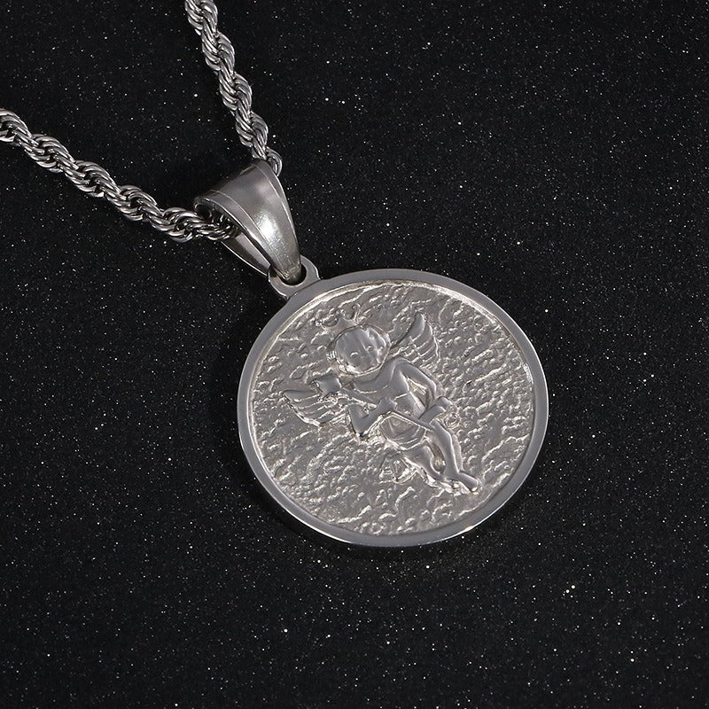 Kemstone 316L Stainless Steel Angel Halo Pendant – Minimalist Titanium Steel Chain KP80822-Z