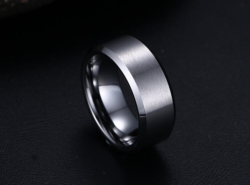Kemstone Tungsten Ring for Men – 8mm Brushed Band with Viking Power Symbol, Scratch-Resistant TCR-011