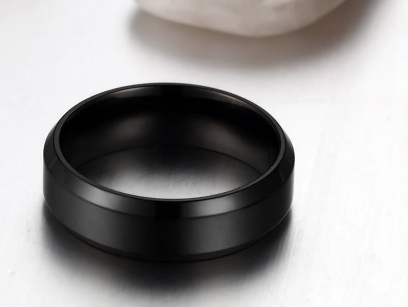 Kemstone Minimalist Power Band – 6mm Stainless Steel Black Ring | Gothic Street Style R-143
