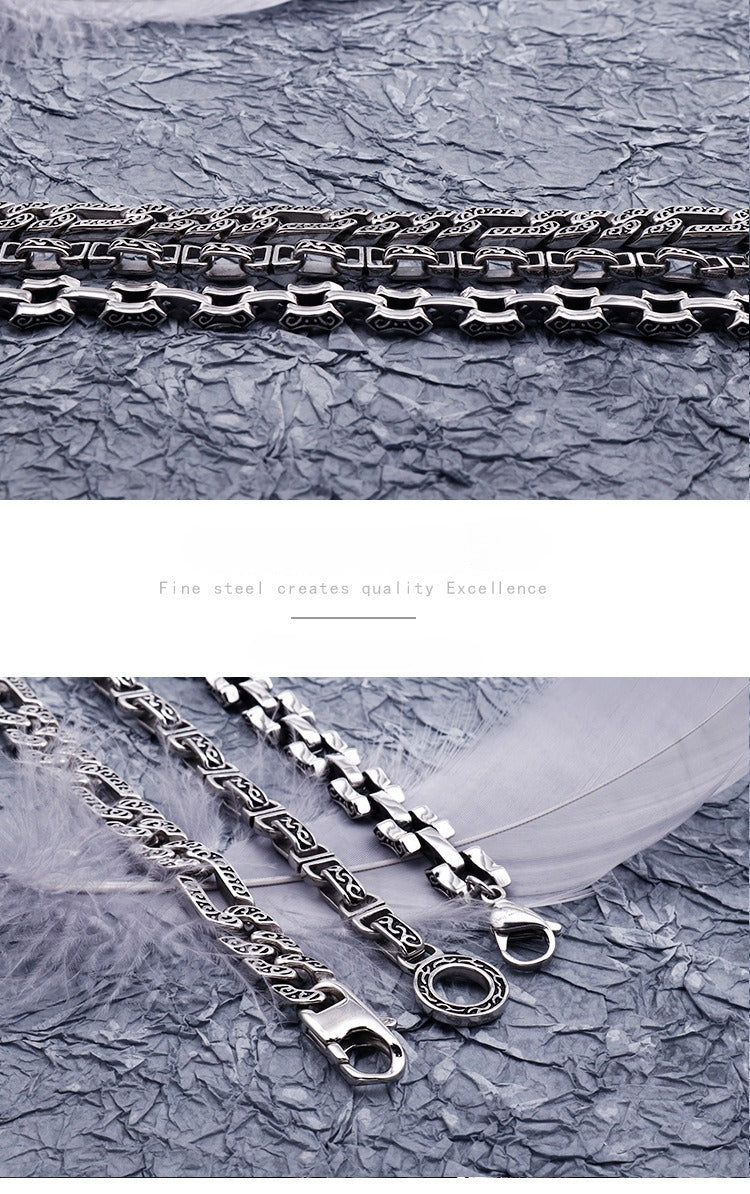 Kemstone Men’s Patterned Stainless Steel Chain Bracelet – Vintage Gothic Norse Punk KB120773-BD