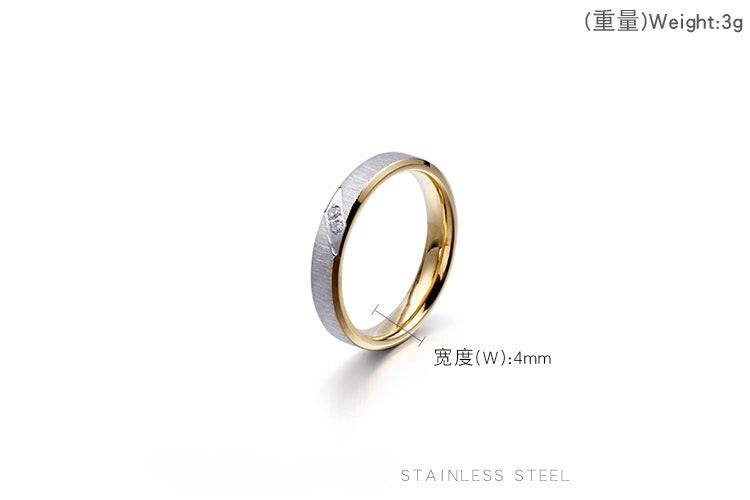 Kemstone Brushed Steel Ring for Men – 18K Gold & Crystals Accent, Gothic Minimalist Power Band KR46939-K