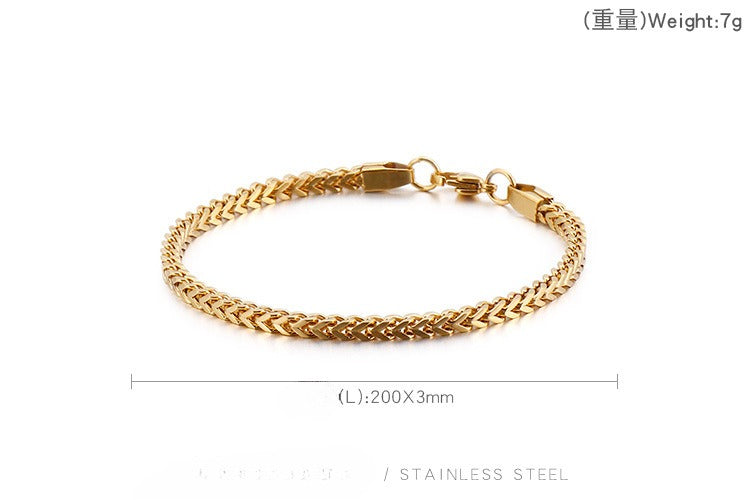 Kemstone Men’s Curb Chain Bracelet – Reversible Stainless Steel Streetwear in Gold, Silver, Black | KB129855-Z