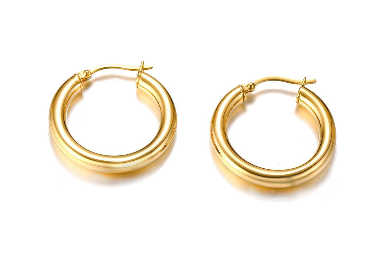 Aros minimalistas de acero y titanio Kemstone para mujer: oro y plata - Elegancia ligera y cotidiana EH-239