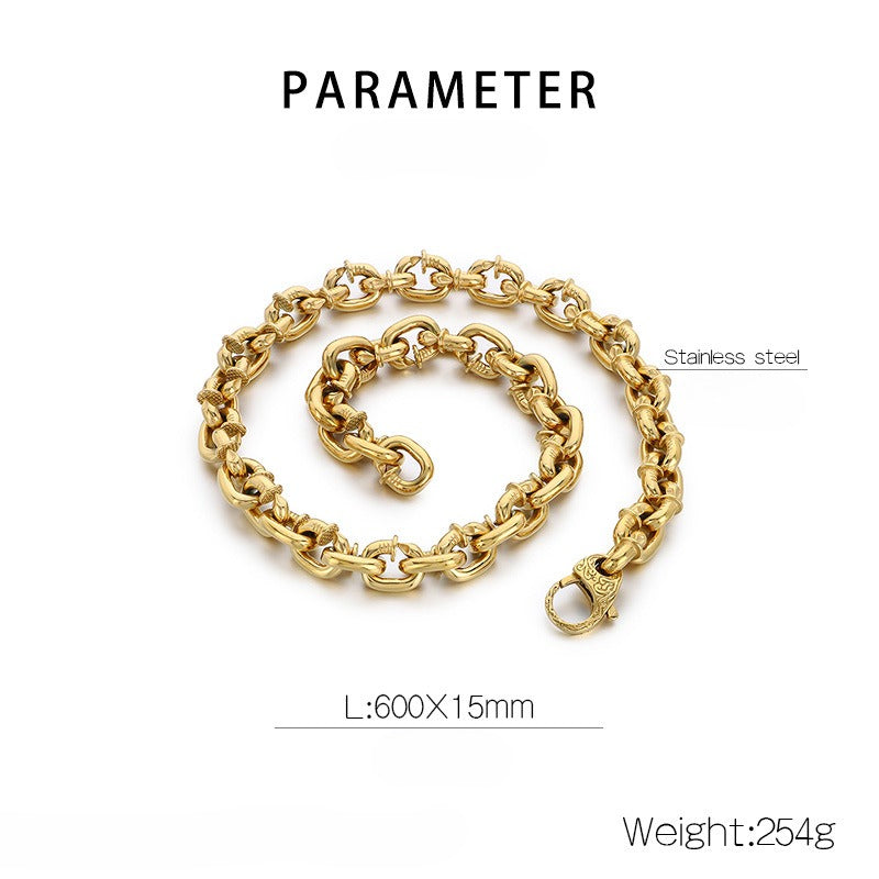 Kemstone Men’s Rivet Chain Bracelet or Necklace – Stainless Steel Punk Nail-Link Jewelry KB126373