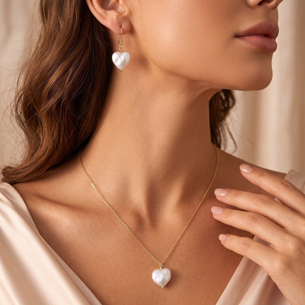 Kemston Baroque Heart Freshwater Pearl Necklace for Women 925 Sterling Silver GPN115
