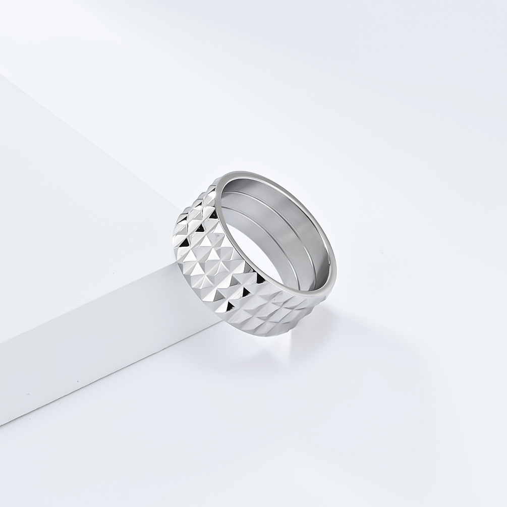 Kemstone Faceted Geometric Ring for Men & Women Stainless Steel K-R851