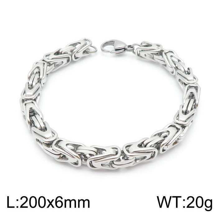 Kemstone Men’s V-Byzantine Stainless Steel Chain Set – Bold Hip Hop Link Necklace & Bracelet, 20–50cm KS141151-Z