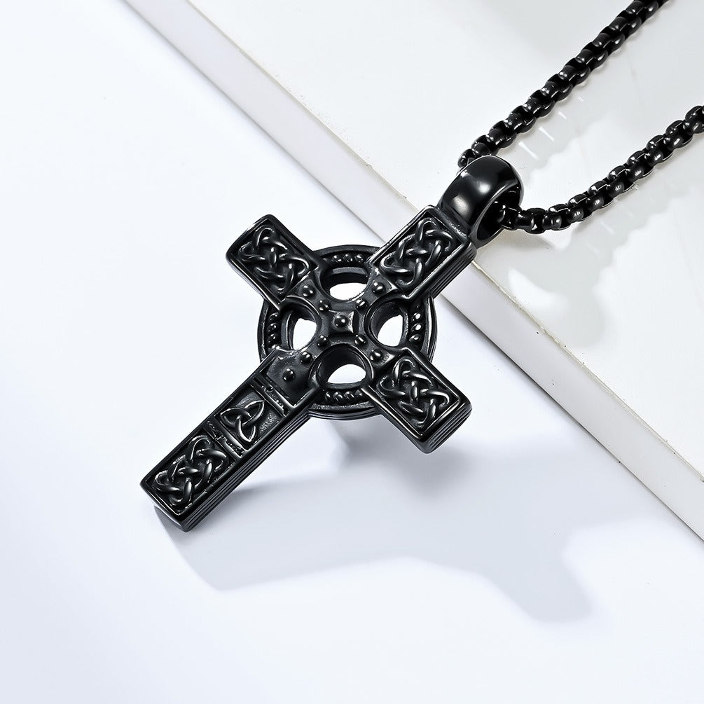 Kemstone Men’s Celtic Cross Pendant Necklace – Stainless Steel Faith & Strength K-PT453