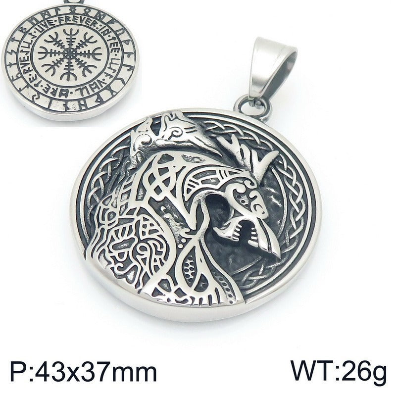 Kemstone Men’s Titanium Steel Viking Dragon Pendant Necklace – Celtic Eagle Design KP117361-MZOZ