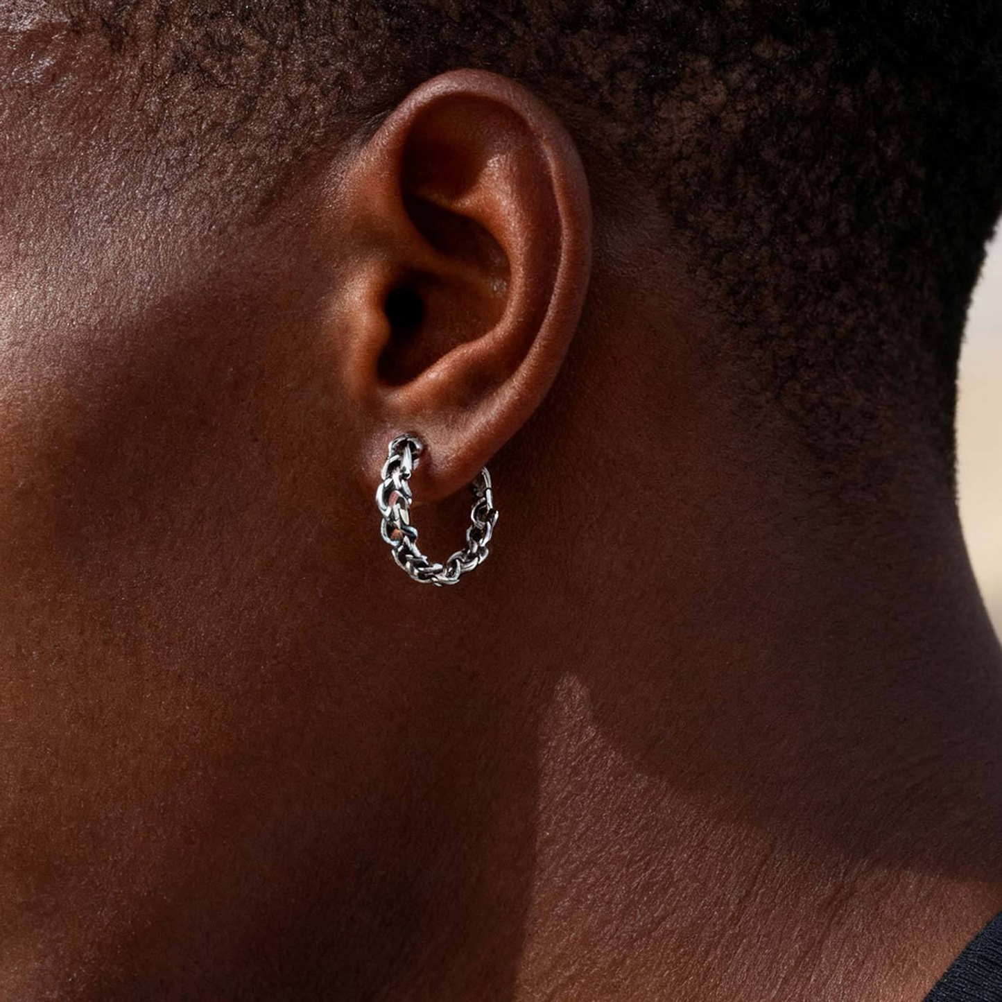 Kemstone Stainless Steel Vintage Hollow Chain Hoop Earring for Men – EH-838