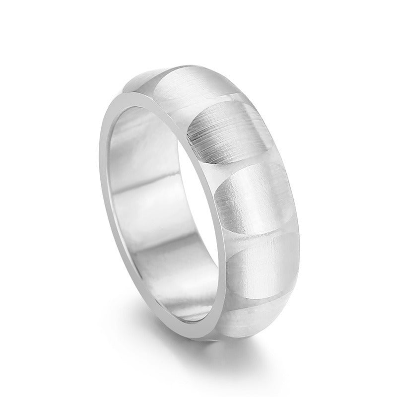 Kemstone Matte Titanium Steel Ring – Curved Minimalist Band for Men | Rugged Gothic Street Style KR105900-KFC