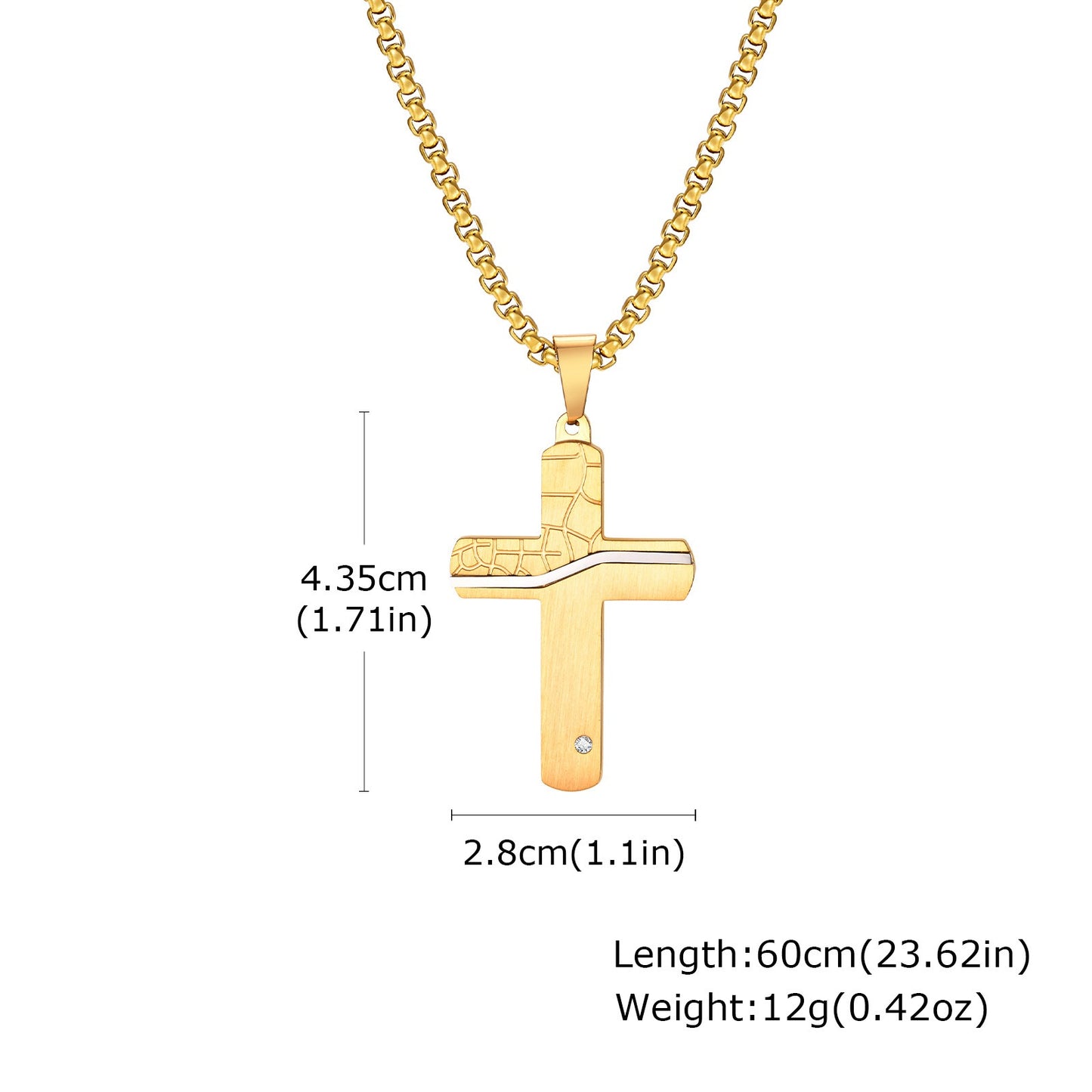 Cracked Cross Pendant Necklace – Stainless Steel, Gothic Street Style (Silver/Gold/Black) PN-1999