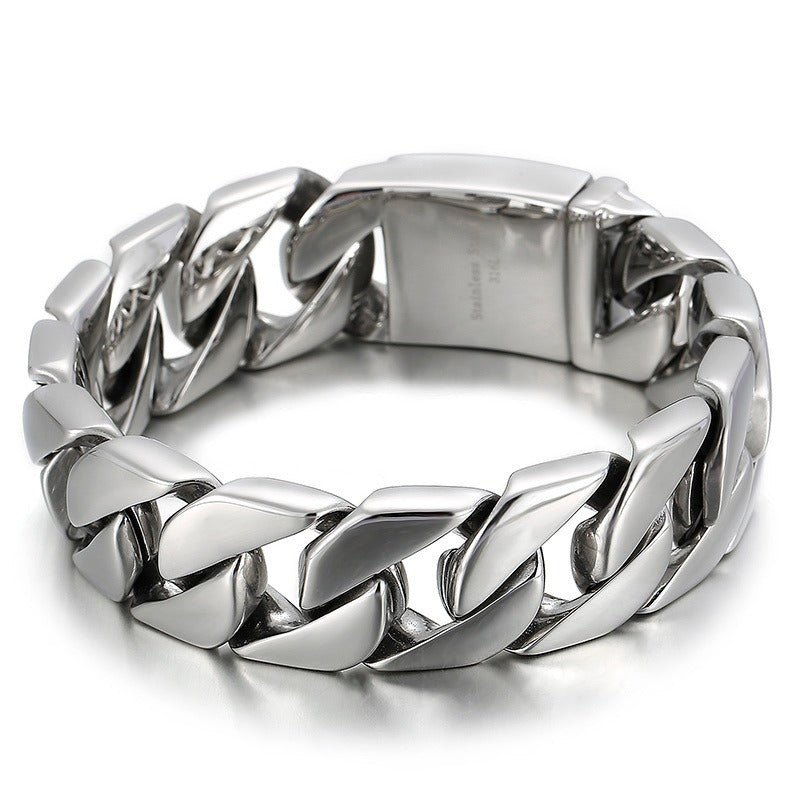 Kemstone Matte Titanium Steel Cuban Link Bracelet – Rugged Minimalist Chain for Men’s Urban & Gothic Style KB162789