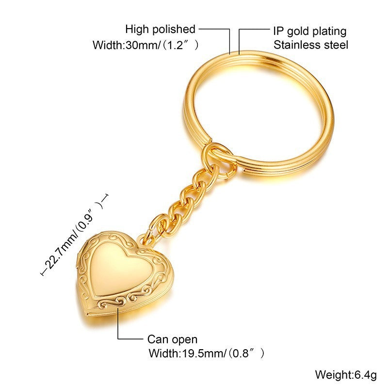 Colgante de corazón de acero inoxidable Kemstone con circonitas - Collar con dije que se abre para mujer PN-1364