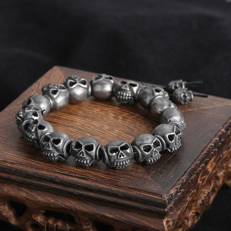 Kemstone Titanium Steel Gothic Skull Elastic Rope Bracelet for Men KB161368-KJX