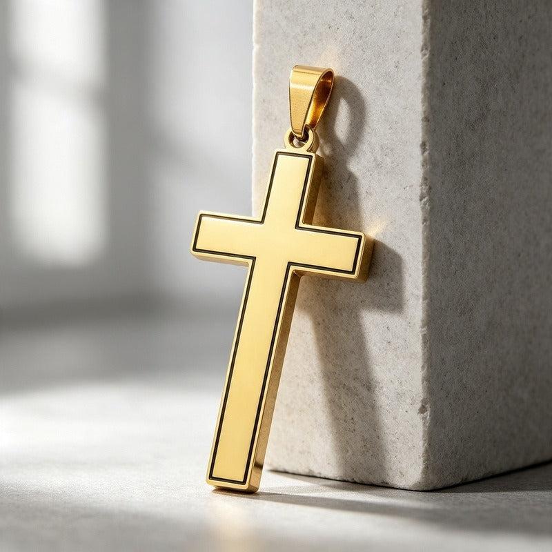 Kemstone Stainless Steel Black Outline Cross Pendant for Men KP119299-KL