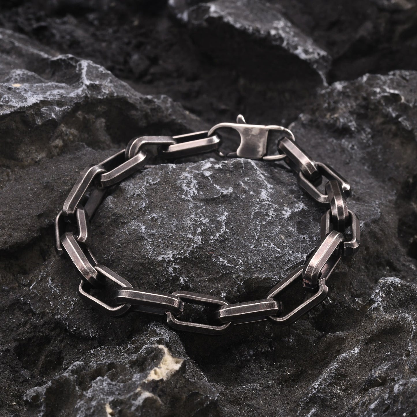 Chunky Square-Link Stainless Steel Bracelet for Men – Norse-Inspired Heavy Chain BR-1734