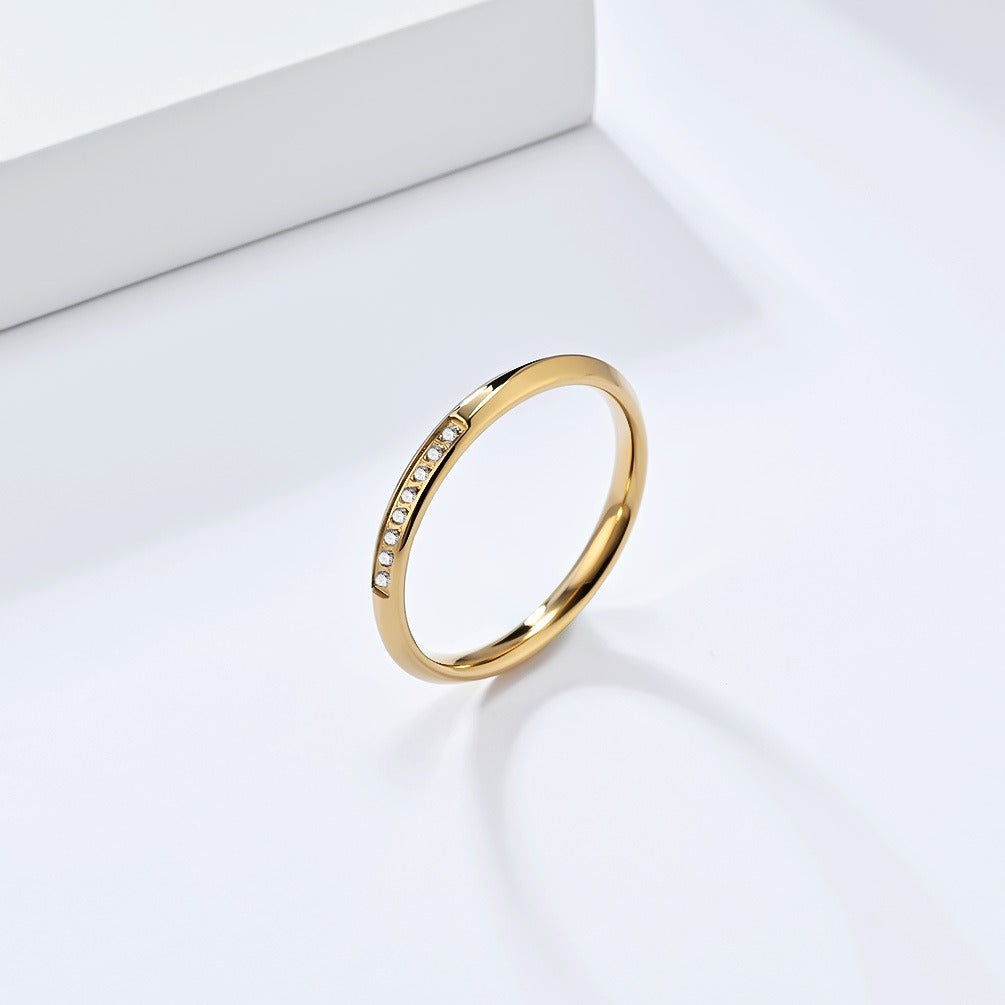 Elegante anillo de susurro celestial - Joyería ajustable de acero titanio y circonita 3A para mujer K-R948