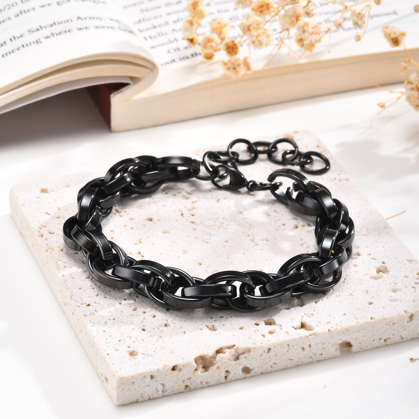 Kemstone Men’s Heavy Stainless Steel Twist Chain Bracelet – 11mm Vintage Cuban Link BR-961