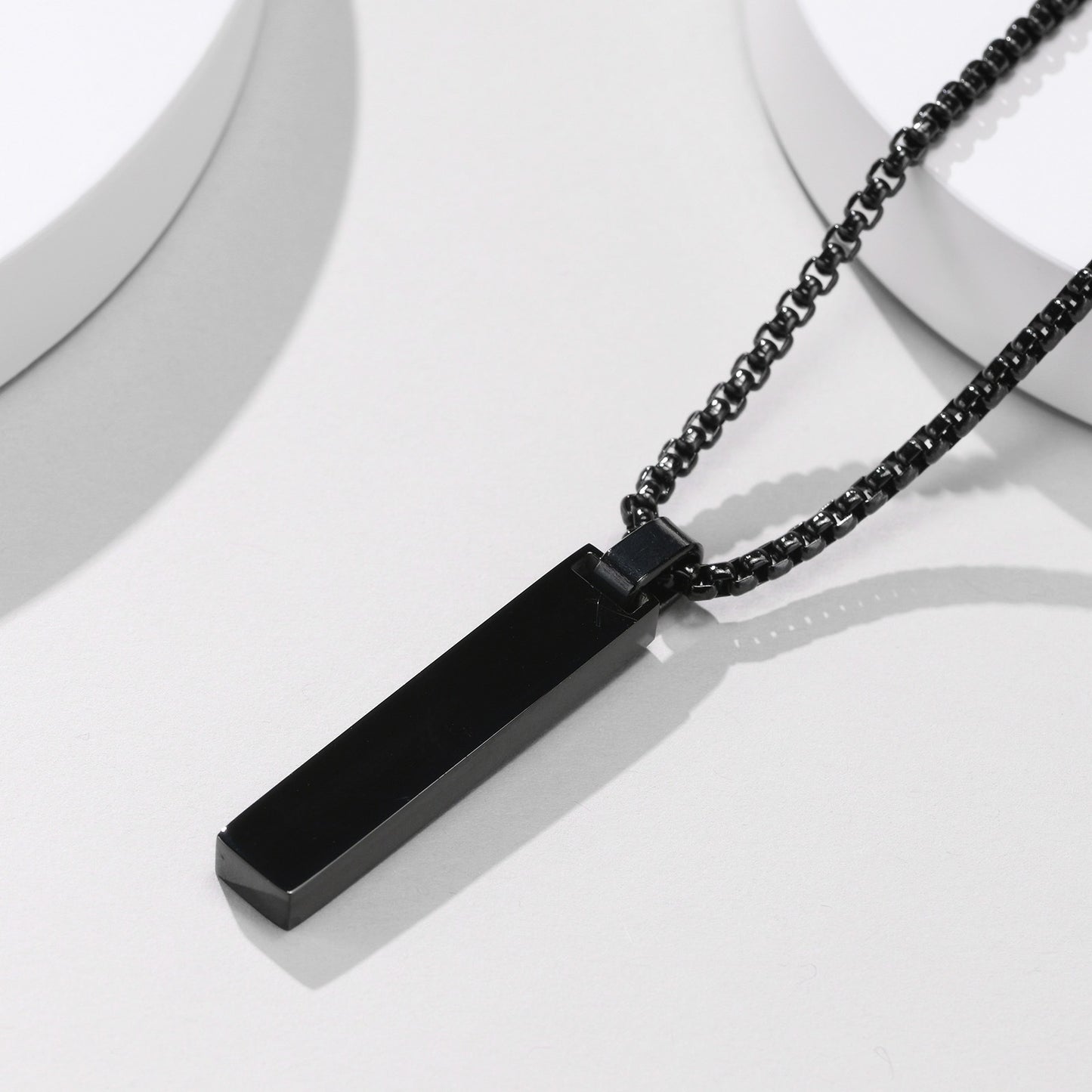 Kemstone Roman Numeral Drip Pendant Necklace – Stainless Steel Bar Chain PPN-067
