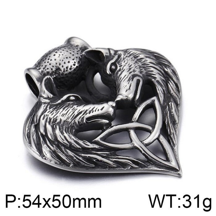 Collar Kemstone con hebilla de cabeza de lobo vikingo retro de acero titanio y titanio del Rey León y Caballo Salvaje: una pieza llamativa para hombre Kemstone KP54394