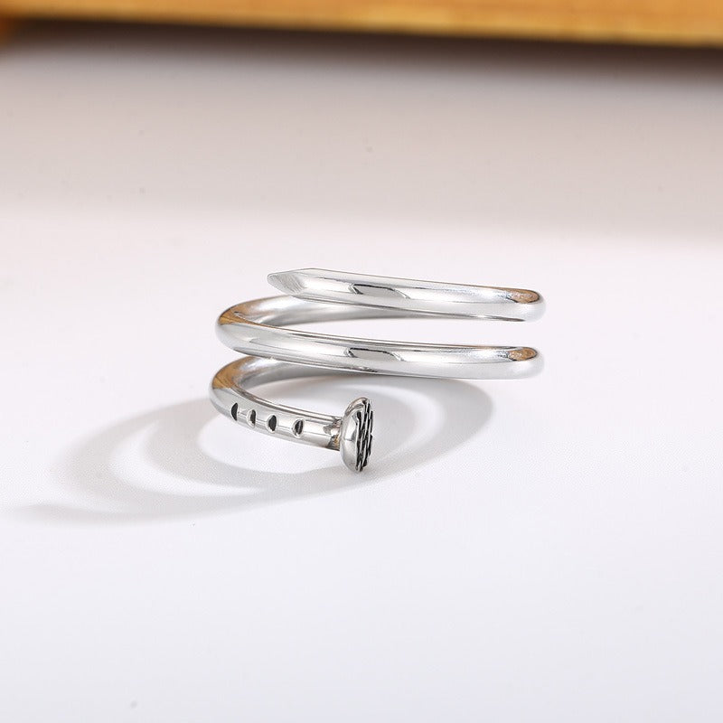 Anello Kemstone Spring da uomo - Anello in acciaio inossidabile lucido con design a forma di unghia, regalo KR104535