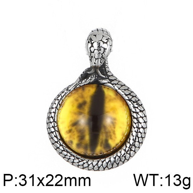 Kemstone Men’s Snake Pendant Necklace – Stainless Steel Gothic Punk Amulet, Norse Dark Jewelry KP55376-BD