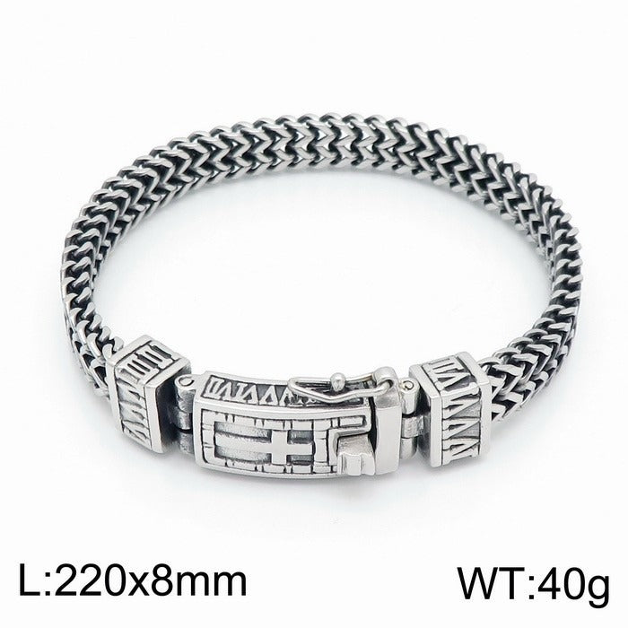 Kemstone Double-Row Titanium Steel Chain Bracelet – Rugged Punk Style for Men KB97942