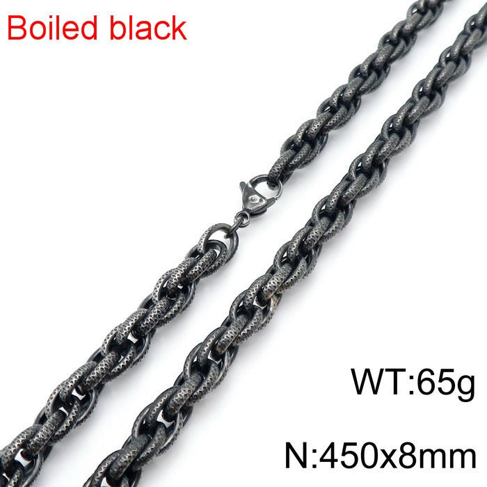 Kemstone Vintage Matte Black Titanium Steel Chunky Twisted Chain Bracelet & Necklace for Men KS141111-Z