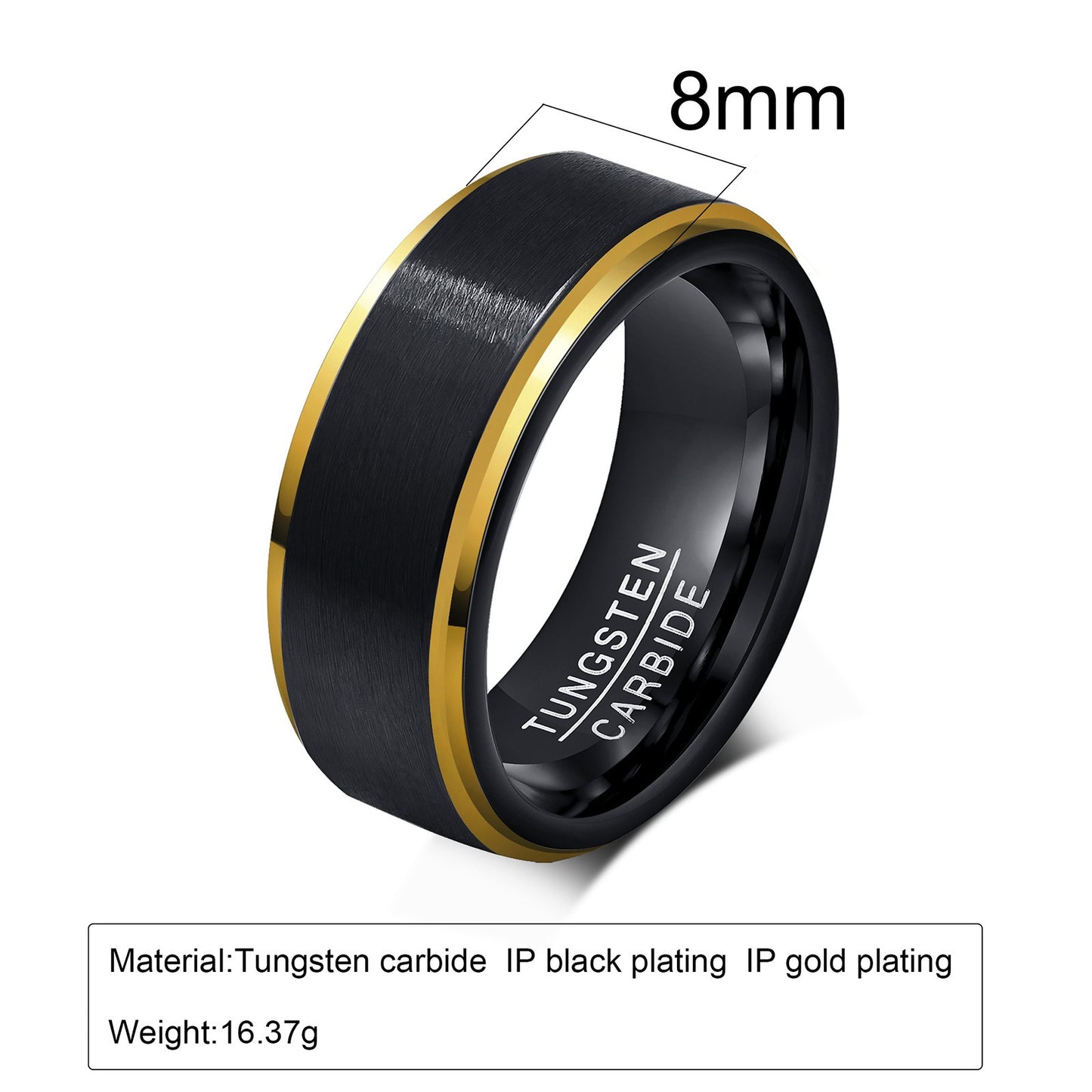 Anello in acciaio al tungsteno Kemstone da uomo - Moderno anello minimalista unisex nero opaco/blu acciaio/grigio satinato | Gioiello resistente e antigraffio TCR-015