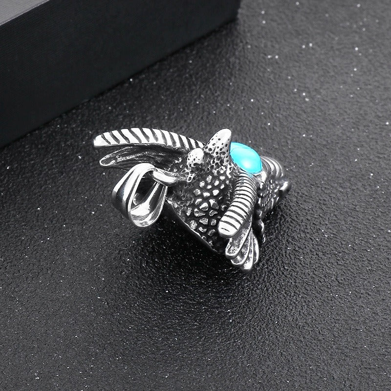 Kemstone Dragon Claw Pendant – Stainless Steel & Turquoise Necklace for Men | Punk Gothic Myth-Inspired Jewelry KP119902