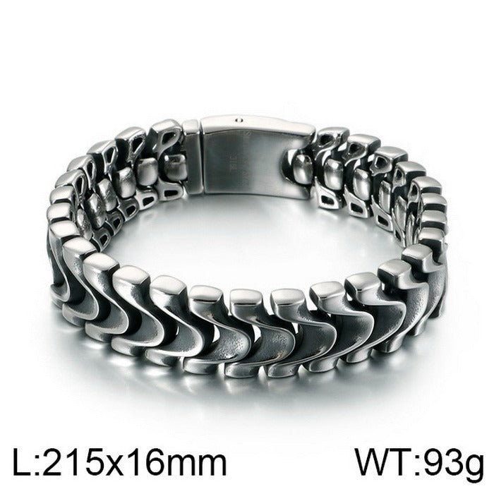 Bracciale punk in acciaio al titanio Kemstone con teschio per uomo KB118447