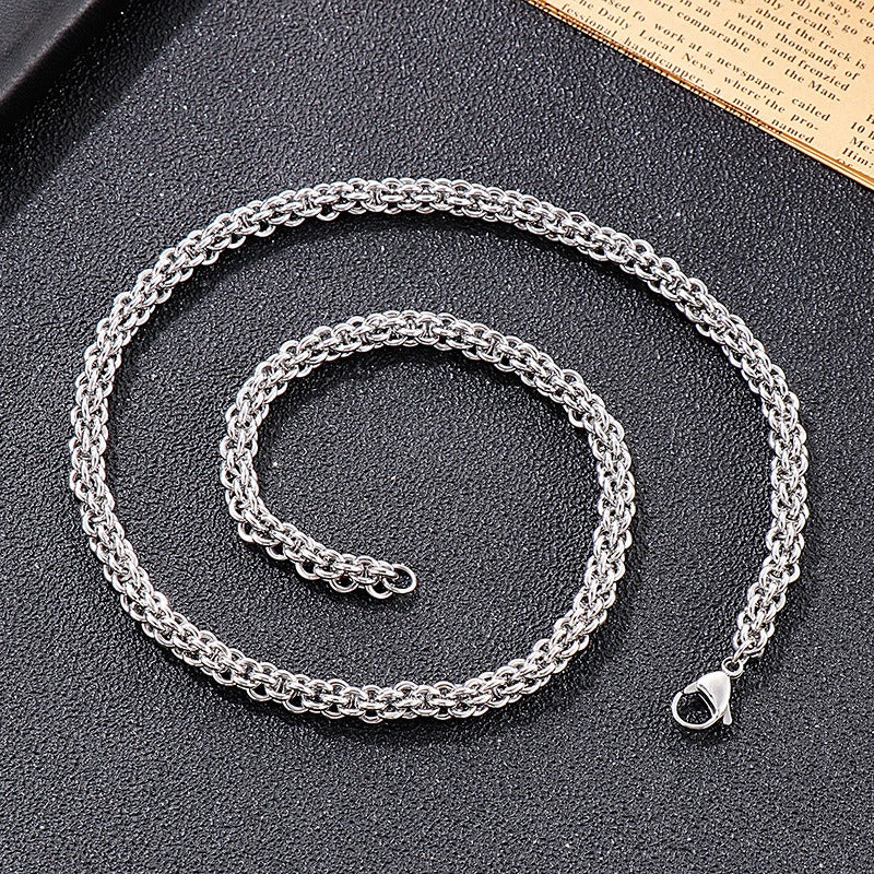 Set di catene in acciaio al titanio Kemstone da uomo – Duo collana e bracciale minimalisti KS139206-Z