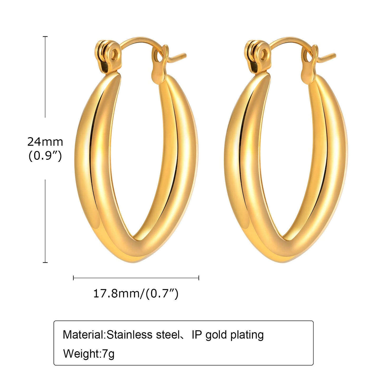 Pendientes Kemstone de acero inoxidable con forma de U retorcida | Detalle en V martillado y elegancia cotidiana EH-633