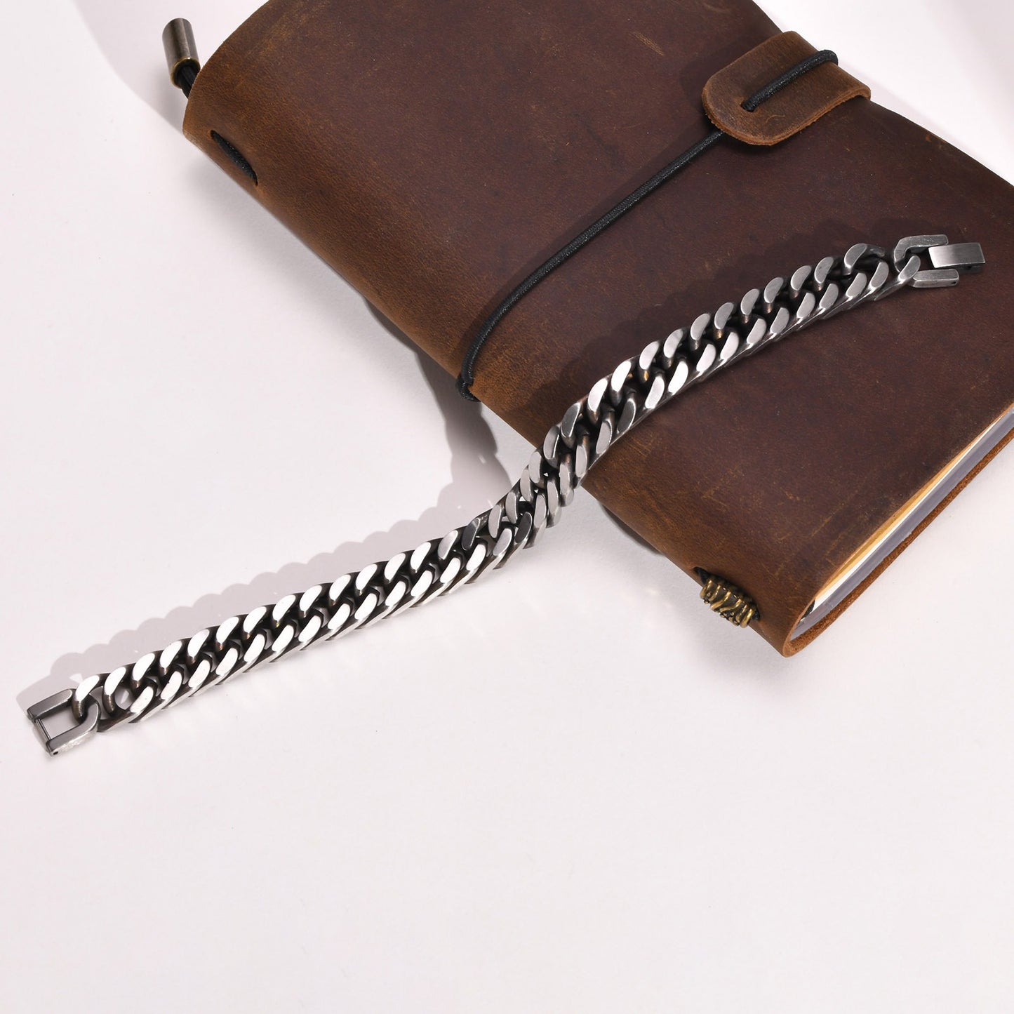 Kemstone Bold Cuban Link Stainless Steel Bracelet – Heavyweight Viking Style Chain for Men BR-475