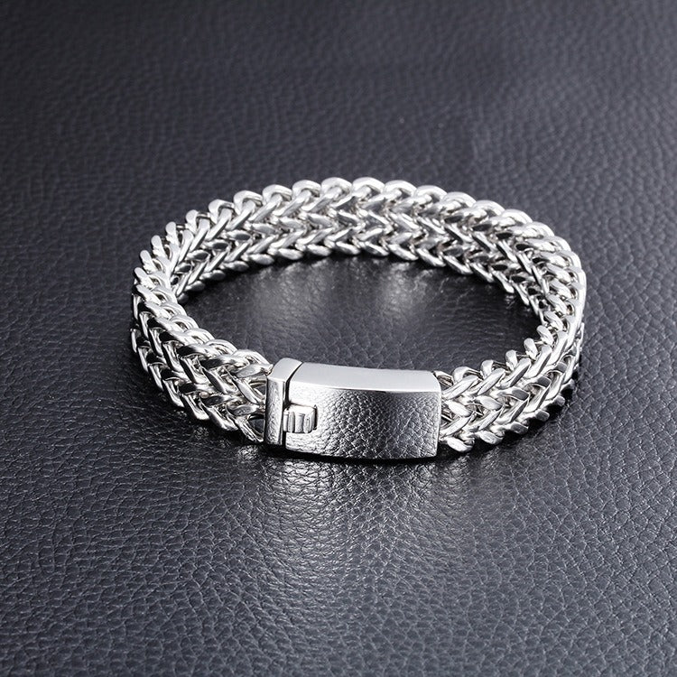 Men’s Stainless Steel Dragon Chain Bracelet – Norse Gothic Biker Jewelry | 12mm 18mm 30mm KB56409-D