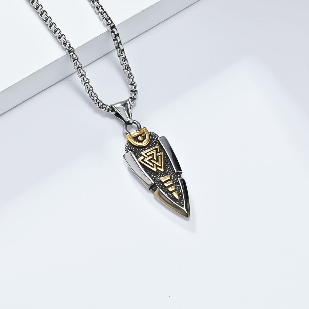 Kemstone Arrowhead Geometric Stainless Steel Pendant Necklace for Men K-PT566